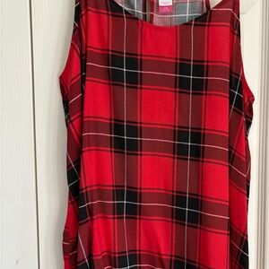 No Boundaries Red and Black Plaid Blouse